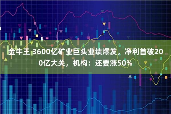 金牛王 3600亿矿业巨头业绩爆发，净利首破200亿大关，机构：还要涨50%